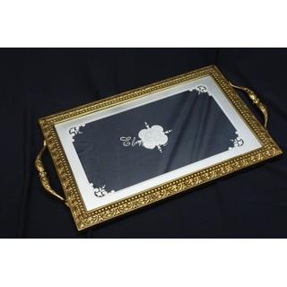 Bandeja de bronce dorado y espejo - Imagen 2