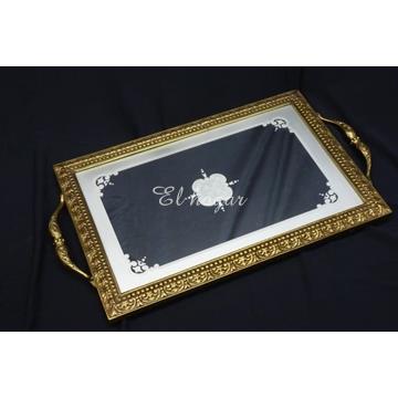 Bandeja de bronce dorado y espejo - Imagen 2