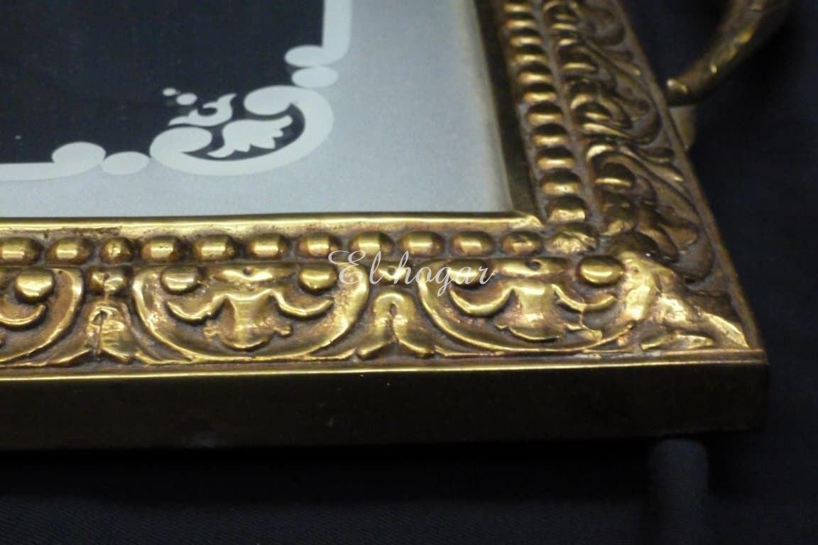 Bandeja de bronce dorado y espejo - Imagen 4