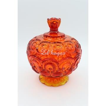 Bombonera de cristal prensado rojo - Imagen 1