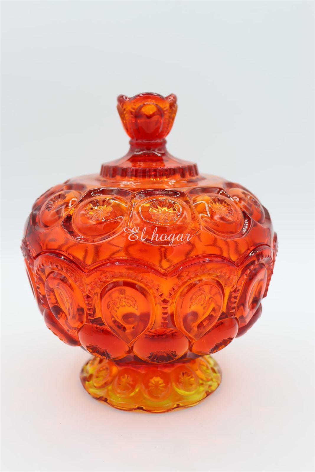 Bombonera de cristal prensado rojo - Imagen 2