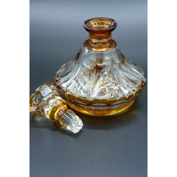 Botella licorera de cristal tallado color ámbar - Imagen 2