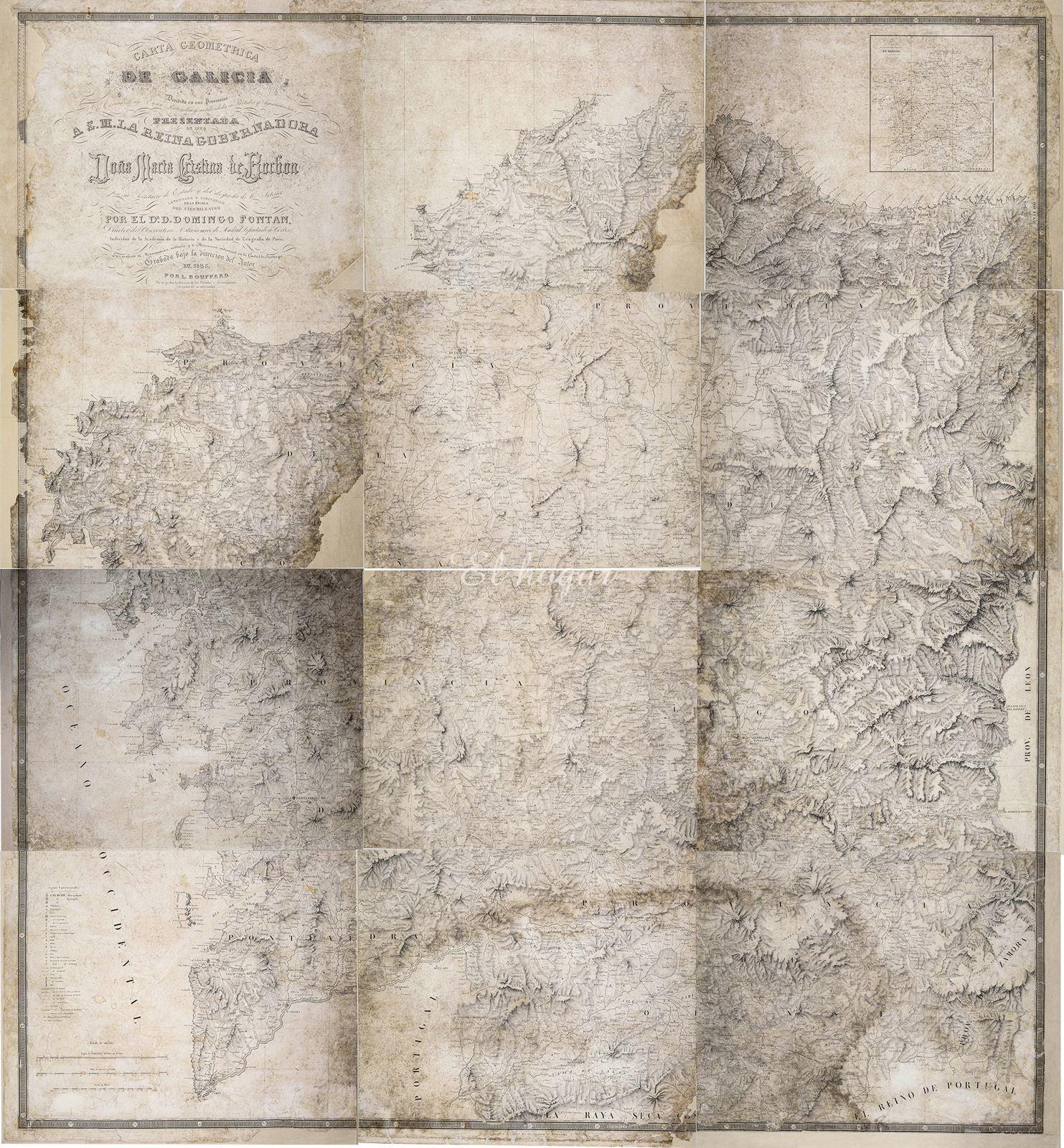 Carta Geométrica de Galicia por el Doctor Don Domingo Fontán, 1845 - Imagen 1