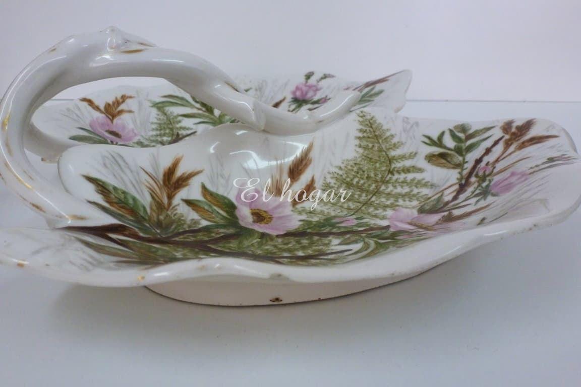 Entremesero de porcelana pintado a mano y firmado (1881) - Imagen 6