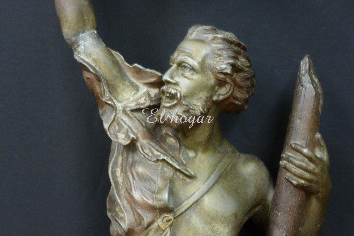 Escultura de calamina titulada " DETRESSE " ( angustia ) del escultor alemán ARTHUR WAAGEN ( 1833-18 - Imagen 1