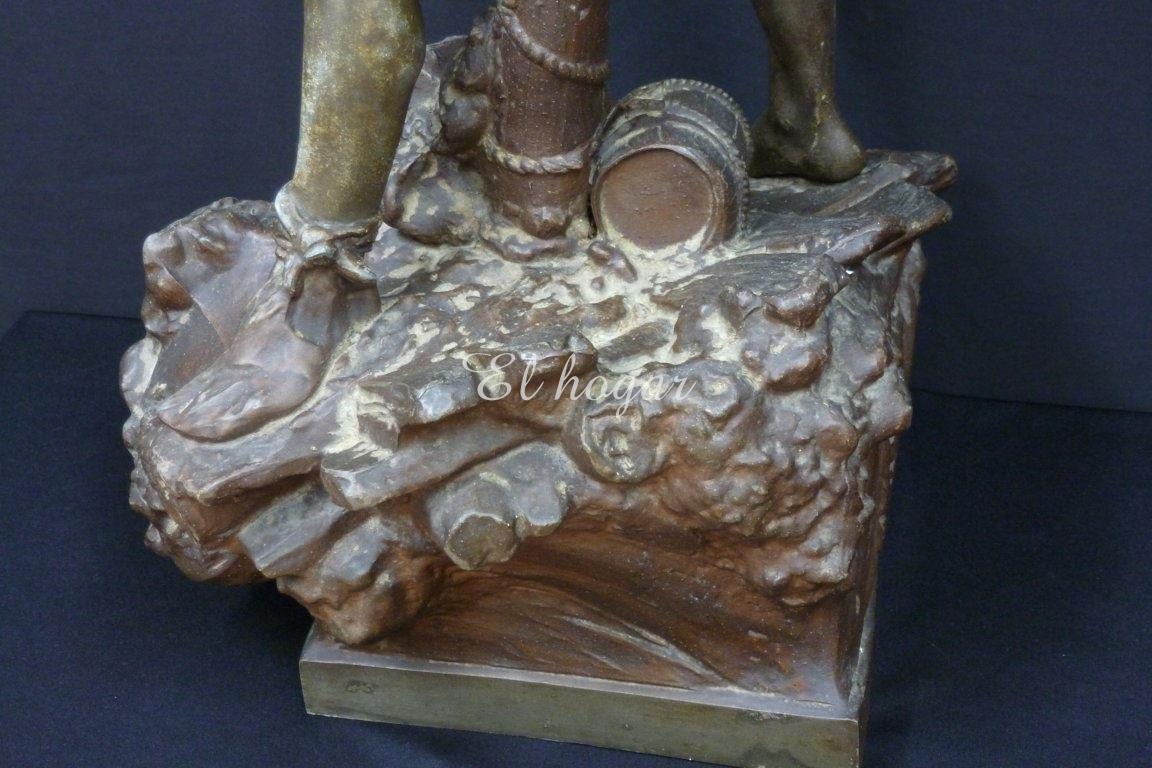 Escultura de calamina titulada " DETRESSE " ( angustia ) del escultor alemán ARTHUR WAAGEN ( 1833-18 - Imagen 4