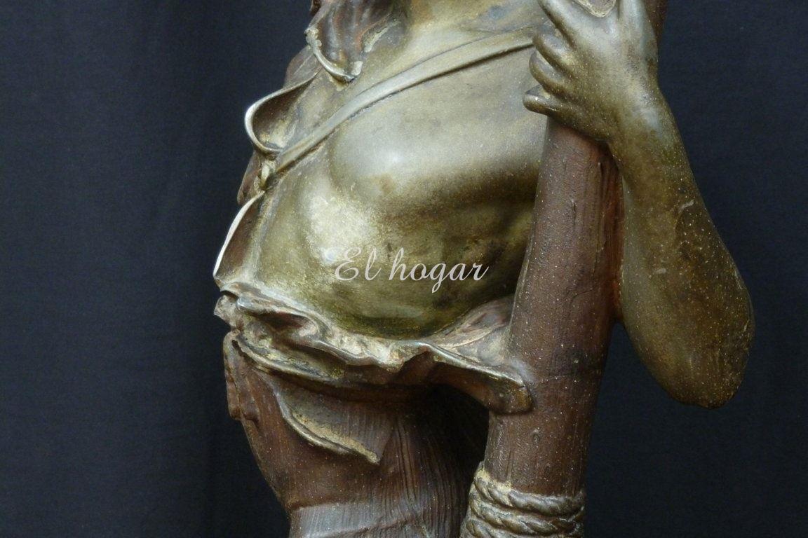 Escultura de calamina titulada " DETRESSE " ( angustia ) del escultor alemán ARTHUR WAAGEN ( 1833-18 - Imagen 7