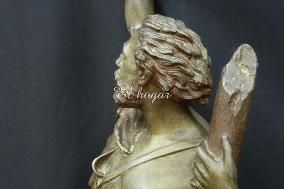 Escultura de calamina titulada " DETRESSE " ( angustia ) del escultor alemán ARTHUR WAAGEN ( 1833-18 - Imagen 8