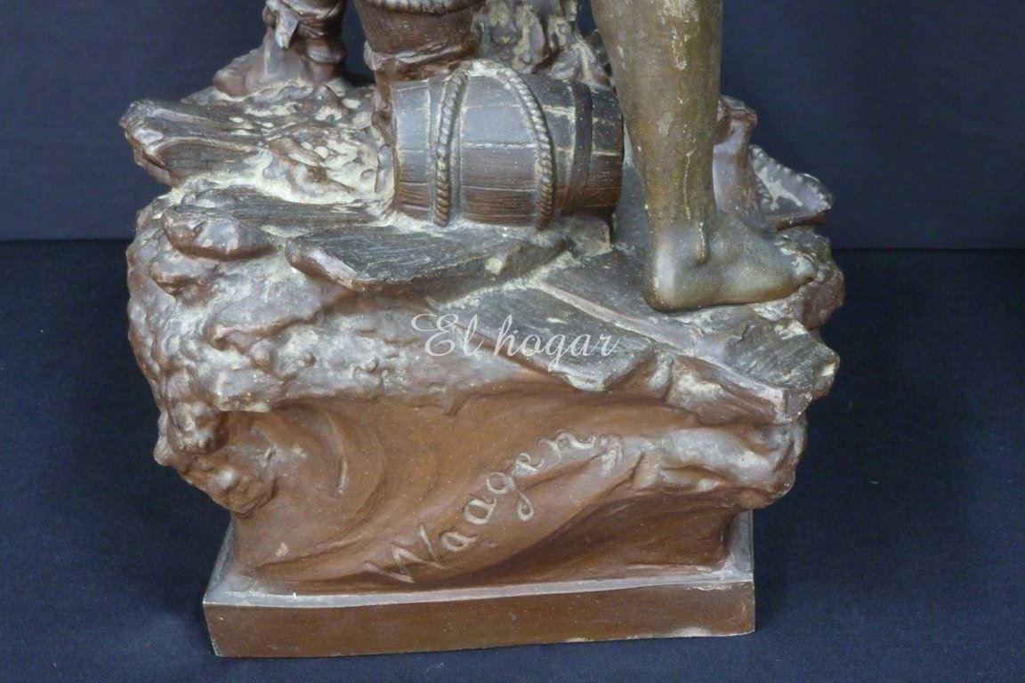 Escultura de calamina titulada " DETRESSE " ( angustia ) del escultor alemán ARTHUR WAAGEN ( 1833-18 - Imagen 10