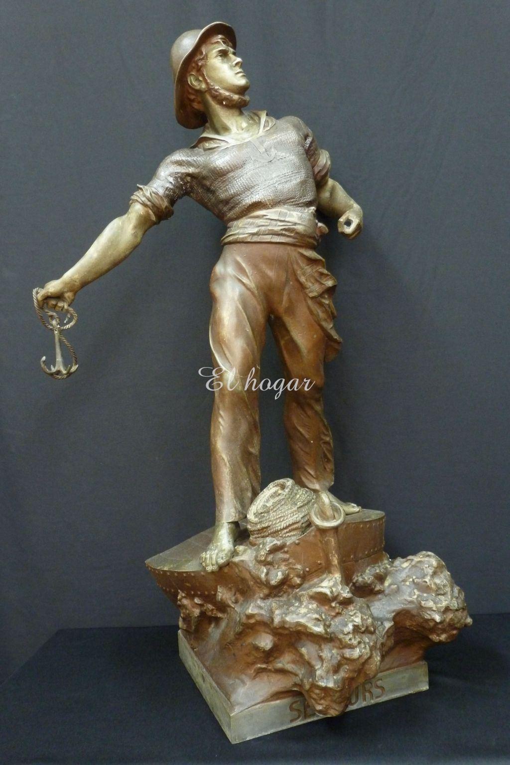 Escultura de calamina titulada " SECOURS " del escultor alemán ARTHUR WAAGEN ( 1833-1898) - Imagen 5