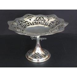 Frutero de pie alto, metal plateado - Imagen 1