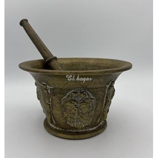 Gran almirez de bronce con su mano o maja original - Imagen 1