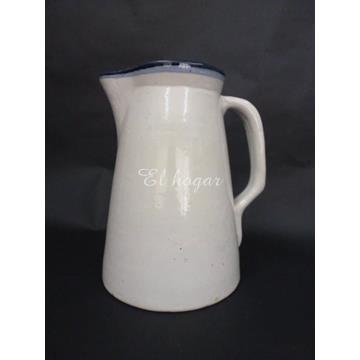 Jarra de gres blanca con interior azul - Imagen 1