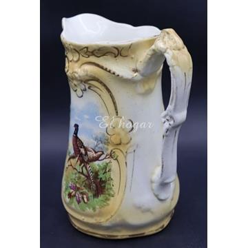 Jarra inglesa art noveau en tonos crema y decorado de faisanes - Imagen 2