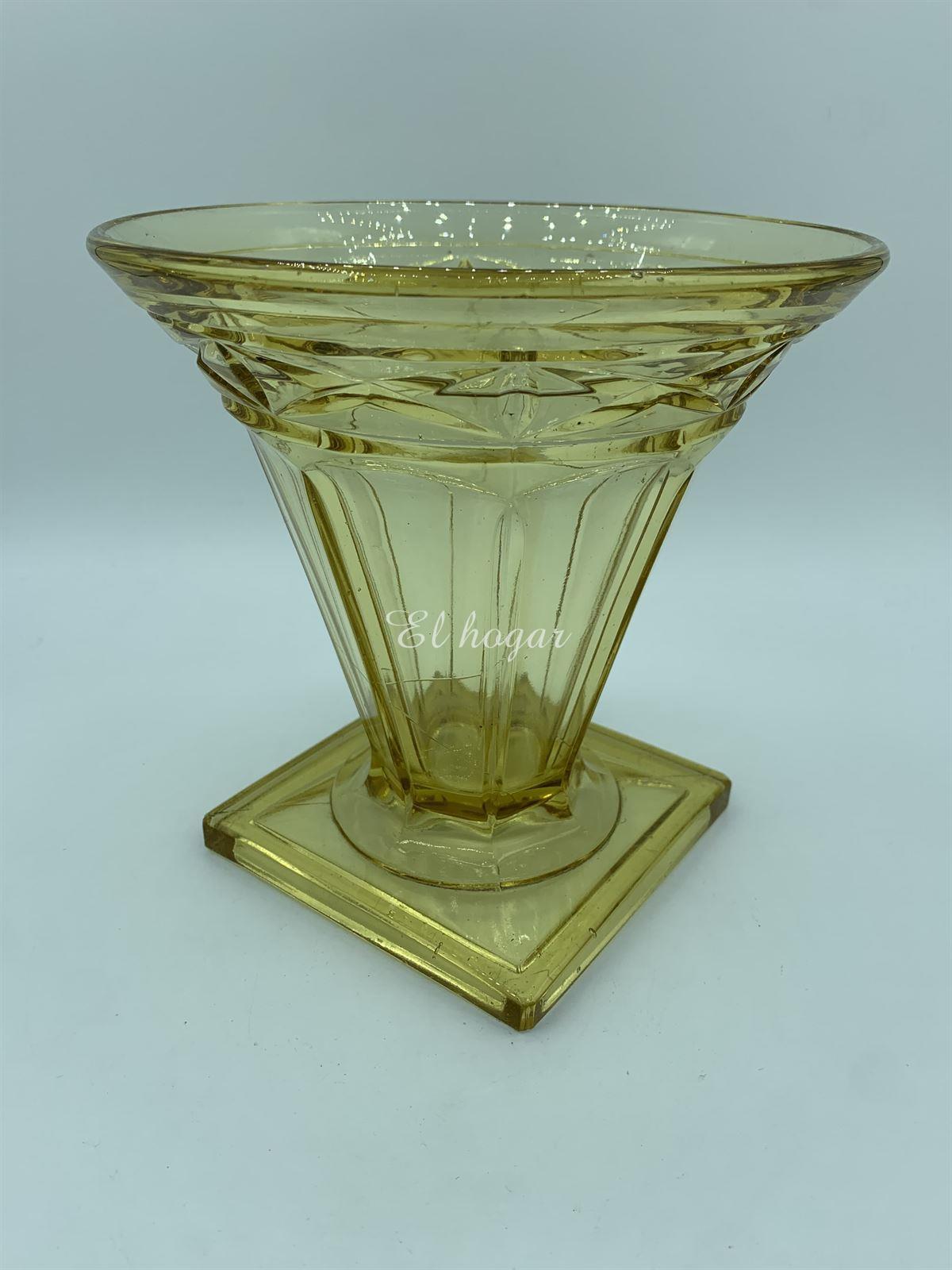 Jarrón de cristal prensado estilo Art Deco - Imagen 1