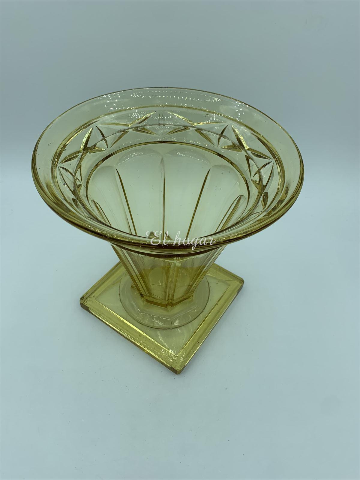 Jarrón de cristal prensado estilo Art Deco - Imagen 2