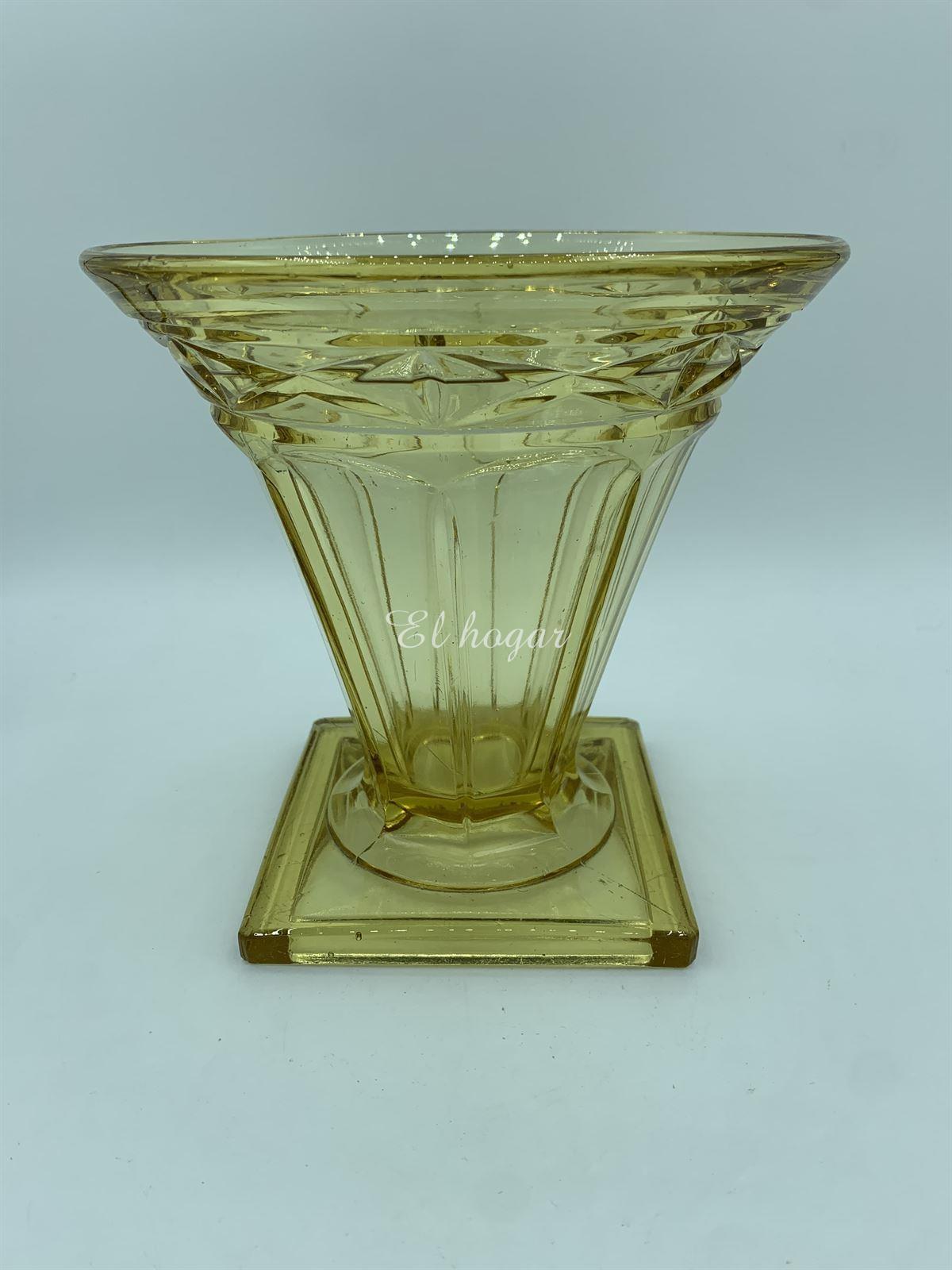 Jarrón de cristal prensado estilo Art Deco - Imagen 3