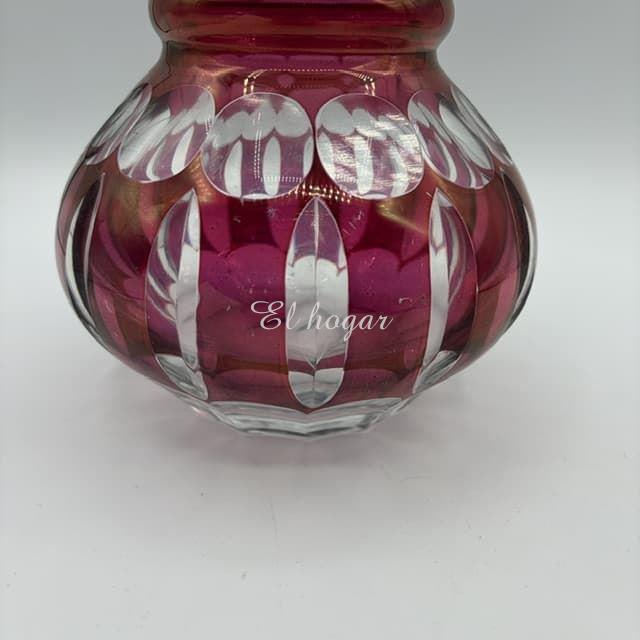 Licorera cristal tallado color rubí, Bohemia - Imagen 5