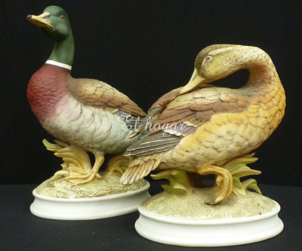 Pareja de patos de porcelana de biscuit - Imagen 1