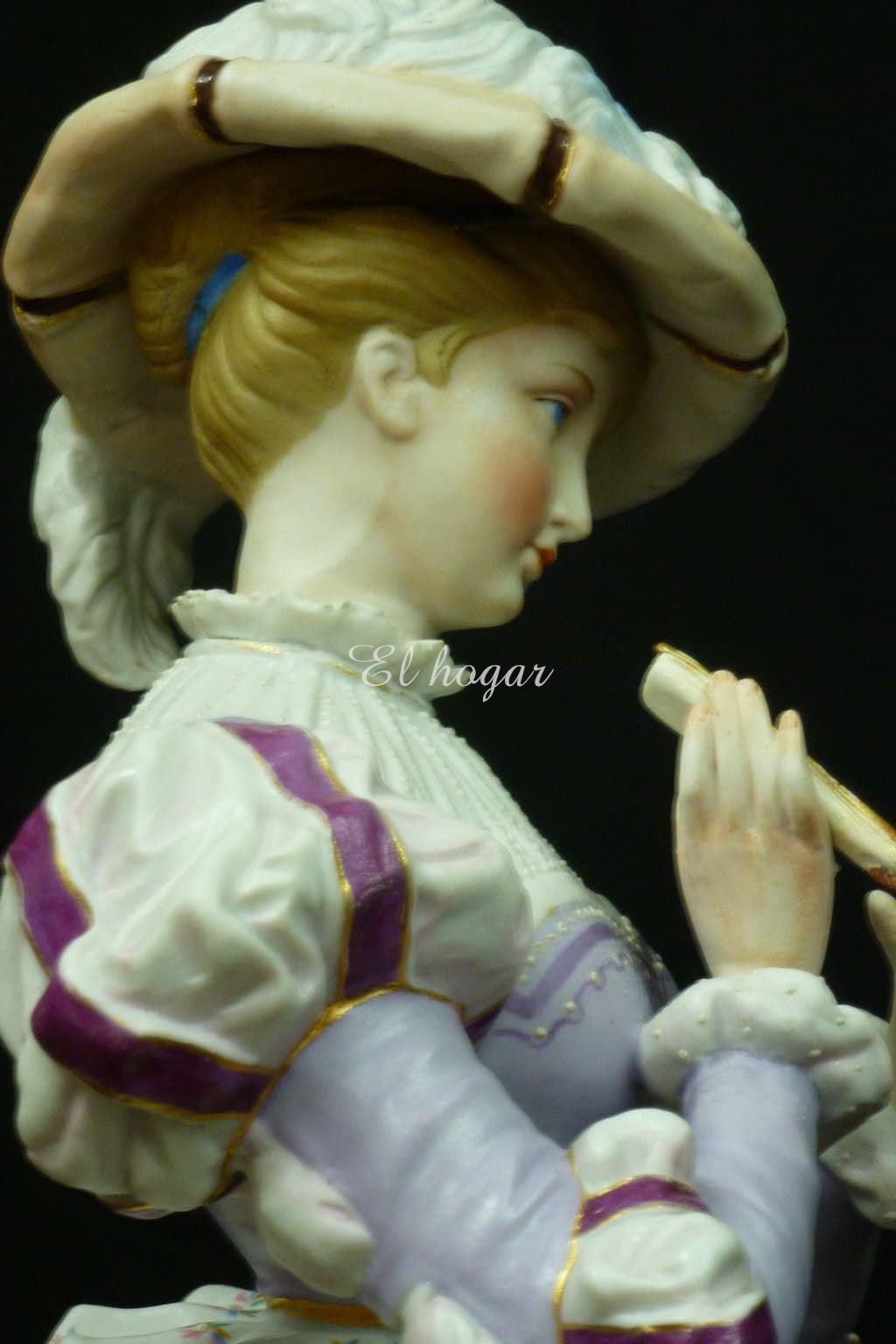 pareja de porcelana de biscuit, gran tamaño - Imagen 2