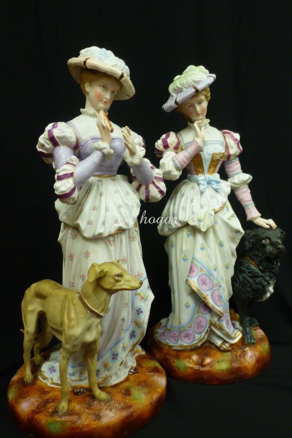 pareja de porcelana de biscuit, gran tamaño - Imagen 3