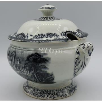 Pequeña sopera redonda de loza - Imagen 2