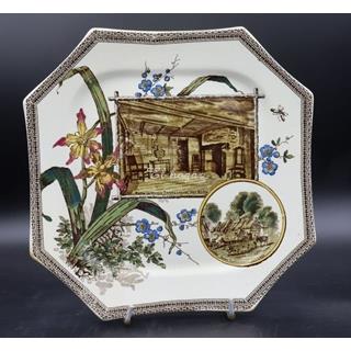 Plato octagonal Wallis Gimson & Cº 1884, serie “ The world” - Imagen 1