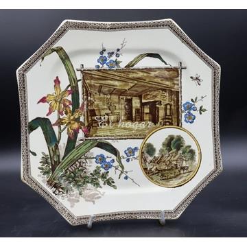 Plato octagonal Wallis Gimson & Cº 1884, serie “ The world” - Imagen 1