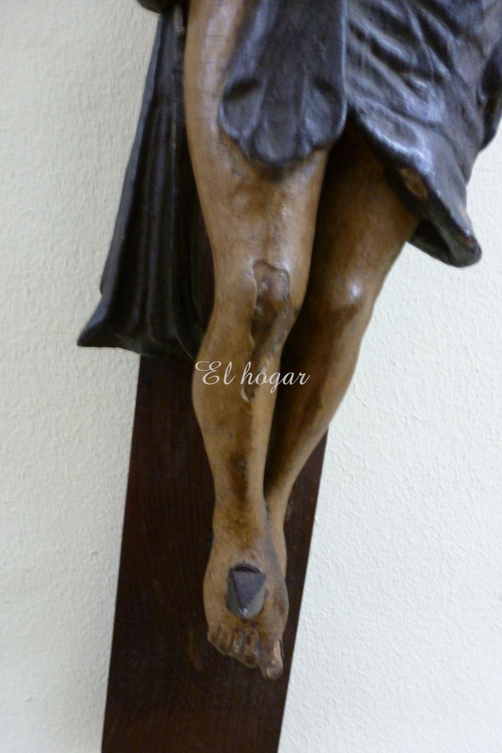 Talla de madera policromada de cristo crucificado corona - Imagen 4