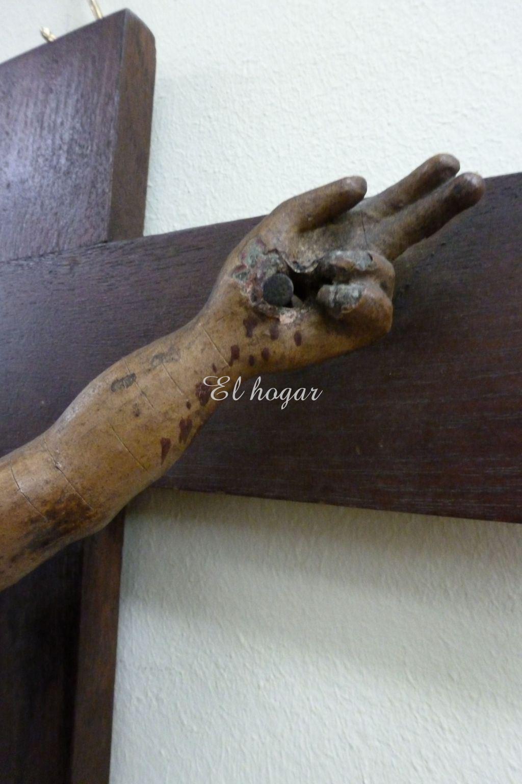 Talla de madera policromada de cristo crucificado corona - Imagen 5