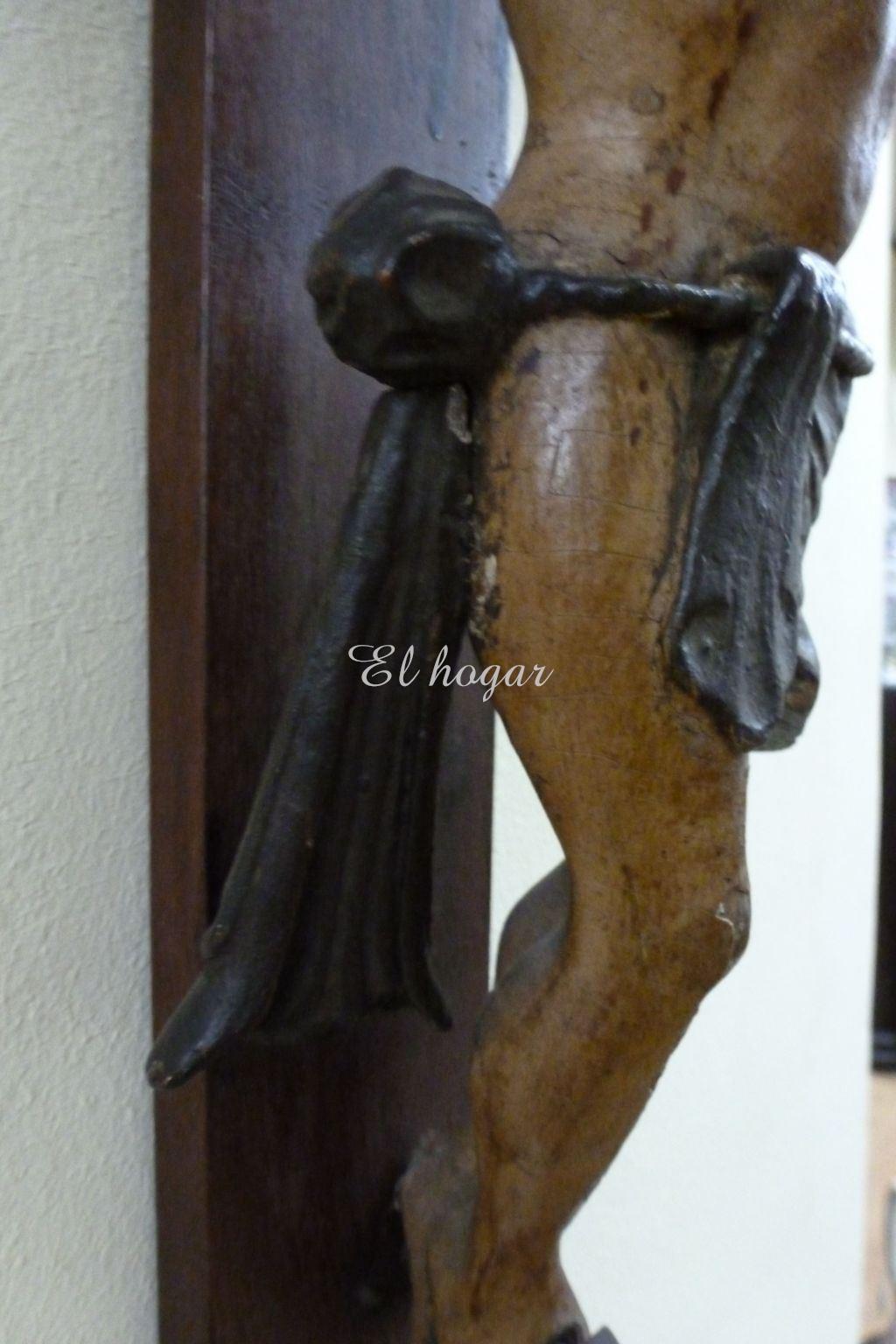 Talla de madera policromada de cristo crucificado corona - Imagen 9