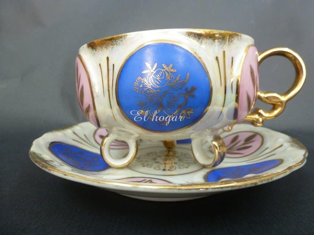 Taza con plato de porcelana irisada - Imagen 3