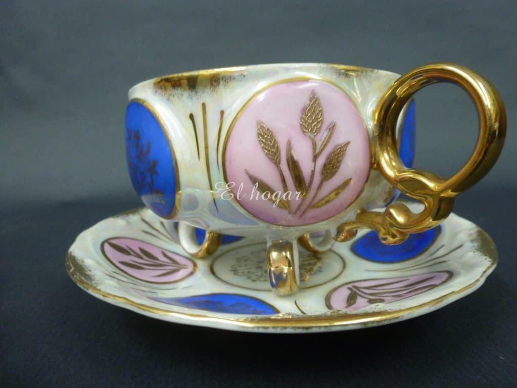 Taza con plato de porcelana irisada - Imagen 4