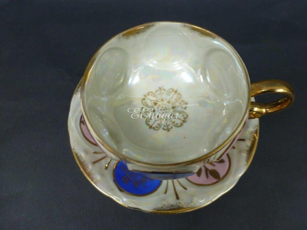 Taza con plato de porcelana irisada - Imagen 5