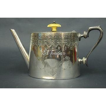 Tetera de metal plateado, pequeña - Imagen 1